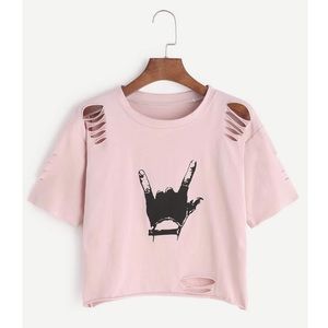 Rock On Distressed Crop Top